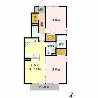 RoseCourt笹ヶ根【1階】の間取り
