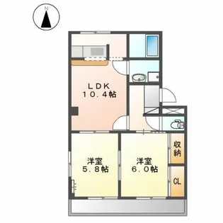 ハイツ株山Ⅱ【2階】の間取り