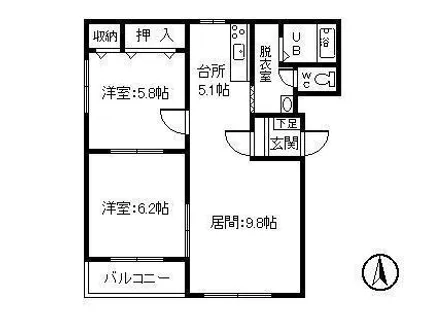 ピュアライフ宝来III【2-A号室】の間取り
