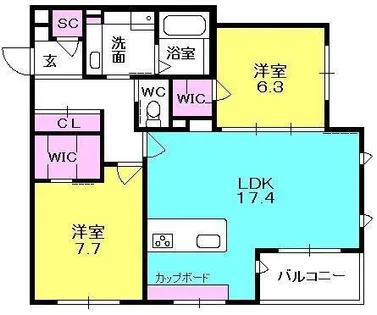 ボーリヴァージュ夙川ノード【313号室】の間取り