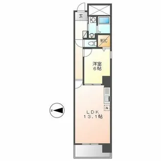 ディアコート千早【5階】の間取り