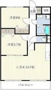 クレアール古城【305号室】の間取り