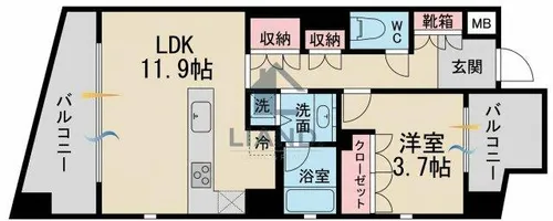 赤坂ラテ【601号室】の間取り