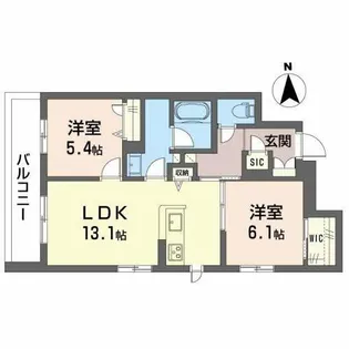 シャーメゾン シャルム本町【2階】の間取り