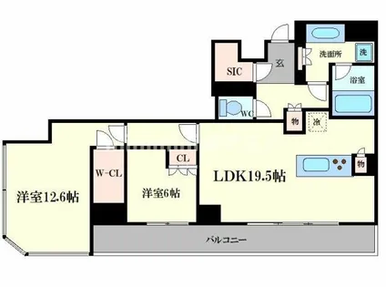 プレミストタワー大阪新町ローレルコート【34階】の間取り