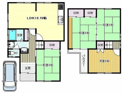 大阪府羽曳野市南古市1丁目【一戸建】の間取り