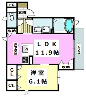 メゾン・ベルエア【101号室】の間取り