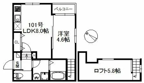 ウィンクルム・CREST【1階】の間取り
