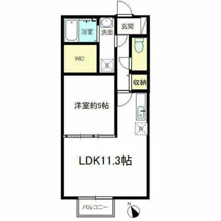 キャッスルコートウシダB棟【108号室】の間取り