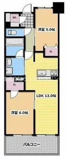 ラシュレ大阪同心【14階】の間取り