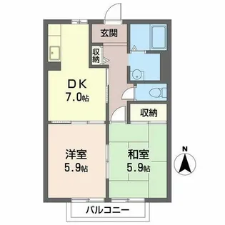 ビューハイツ ウェル【0203号室】の間取り