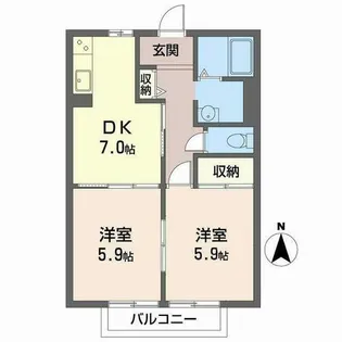 ビューハイツ ウェル【0203号室】の間取り