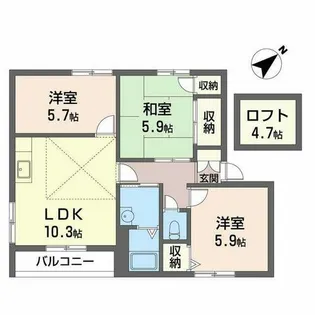 グリーンタウン國本E棟【0201号室】の間取り