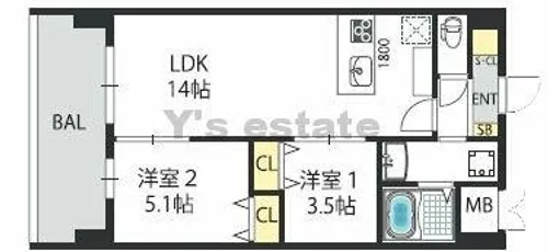 グランマーレ小路駅前【2階】の間取り