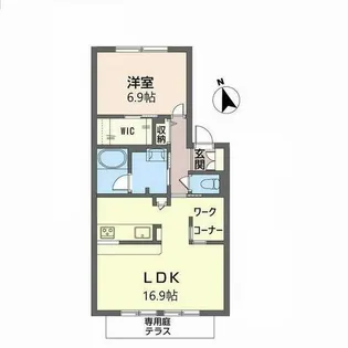 くるみハイツ【0102号室】の間取り