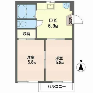 ラヴェール杏【0202号室】の間取り