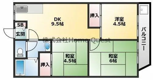 阪南グリーンハイツ A棟【2階】の間取り