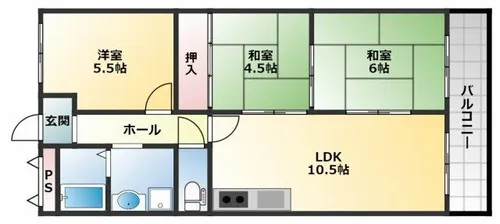 ダイヤモンドハイツ橋原【6階】の間取り