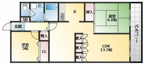 朝日プラザ松原E棟【1階】の間取り