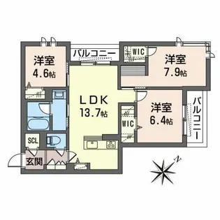 シャーメゾン ルーナ ノワ【0301号室】の間取り