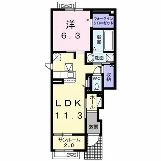 メゾン シャトンII【1階】の間取り