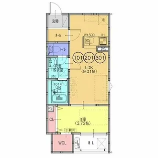 大阪府羽曳野市南恵我之荘8丁目【アパート】の間取り