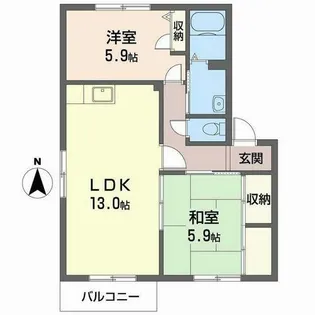 サニーソシアB【B205号室】の間取り