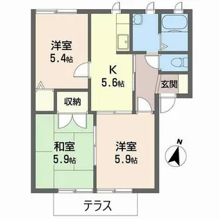 葛城gardensC【0101号室】の間取り