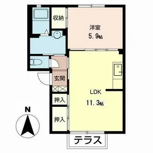 ベルコート【0107号室】の間取り
