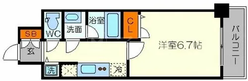 LAV心斎橋WEST【13階】の間取り