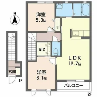 ラ・メゾン柿の木D【D202号室】の間取り