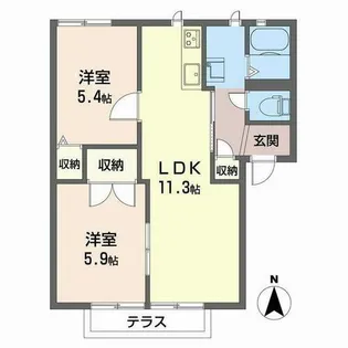 ベルコート【0103号室】の間取り