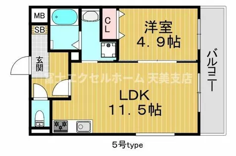 EXハイツ公園南Ⅱ【105号室】の間取り