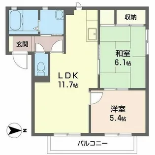 バリュージュ植善A棟【A201号室】の間取り