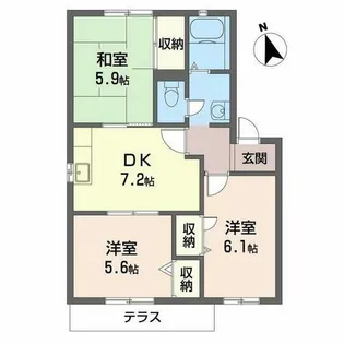 フジックス A【0102号室】の間取り