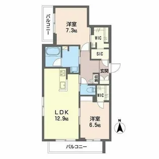 メゾン ソラリス【0201号室】の間取り