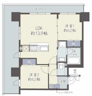 GRAND VILLASSE 福島【11階】の間取り