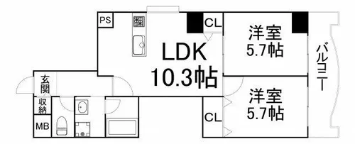 グランデージ清水谷【5階】の間取り