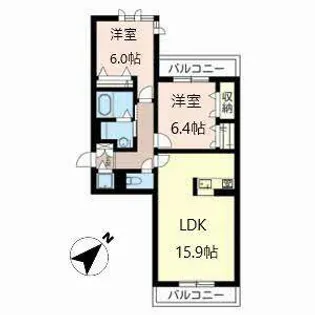 ホワイトヒルズ【0203号室】の間取り