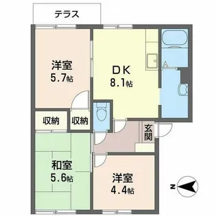 フローラル神宮東【0103号室】の間取り