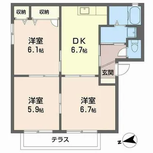アガーペ御陵前【D101号室】の間取り