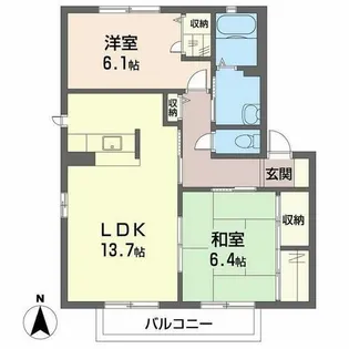 ルミエール平城A【0202号室】の間取り