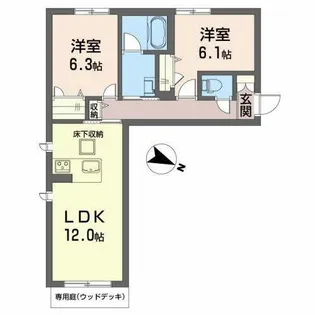 ボヌール メゾン【0105号室】の間取り