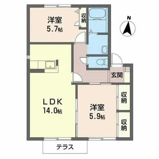 RAFFLES 南八木B【B102号室】の間取り