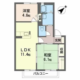 モン・ヴェールB【B202号室】の間取り