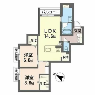 コティマヒルズ生駒【0205号室】の間取り