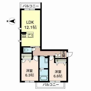 シャーメゾンFUJIMOTO【0201号室】の間取り