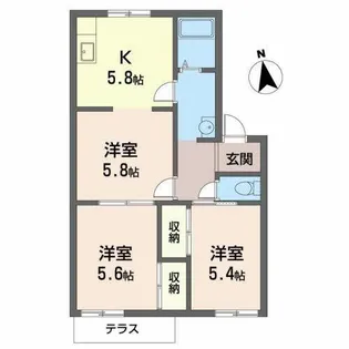 タウニィエスティー【1階】の間取り