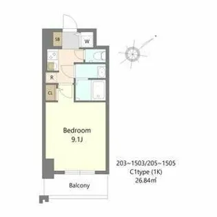 S-RESIDENCE堺blaze【1305号室】の間取り