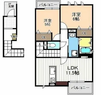 ディアコートKⅥN【000B号室】の間取り